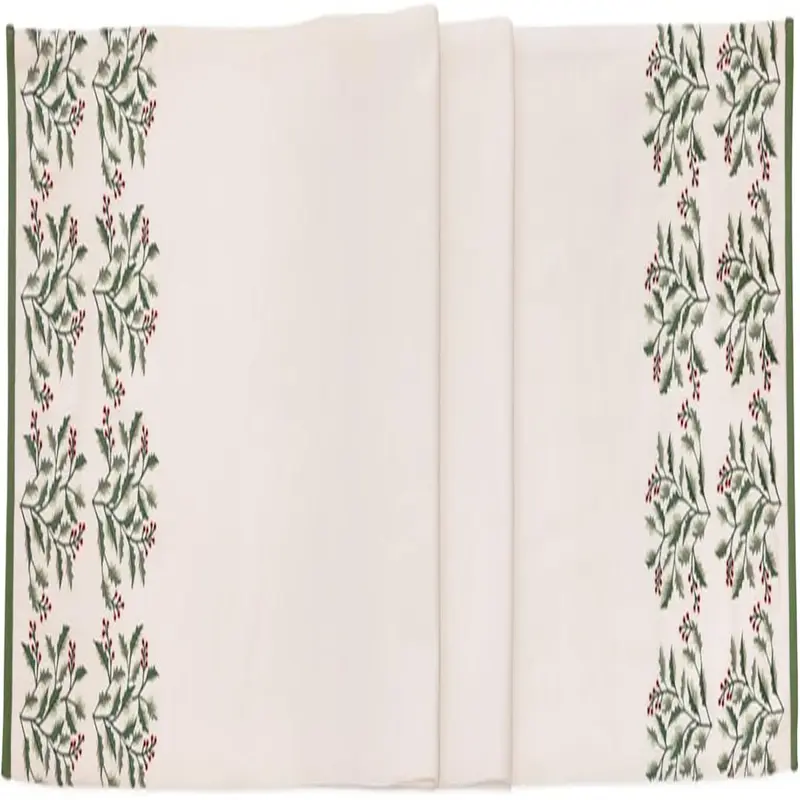 Cotton Table Runner Dining Room Tabletop Decorations for Home and Tablescapes, 14" x 72", Holly