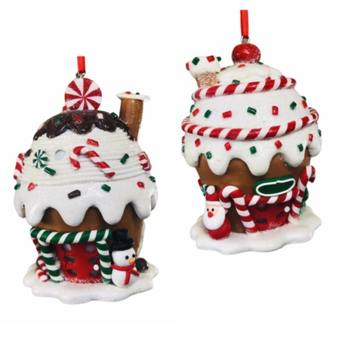 10cm LED Cupcake House Christmas Tree Decoration