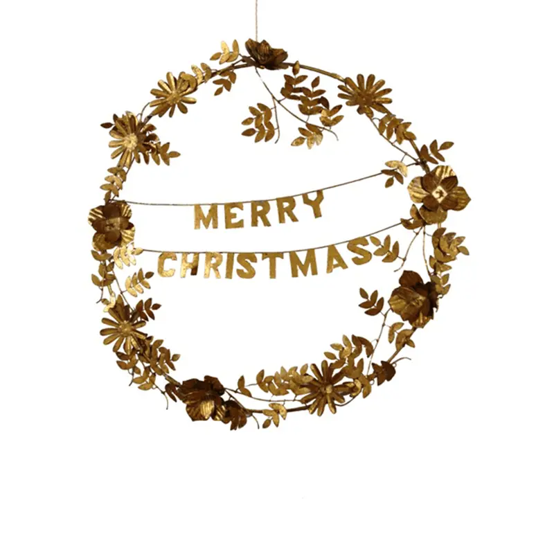 "Merry Christmas" Wreath - Gold
