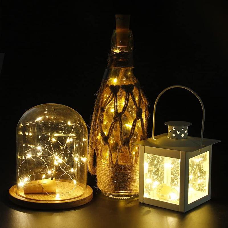 Wine Bottle Lights with Cork for Wedding Decorations