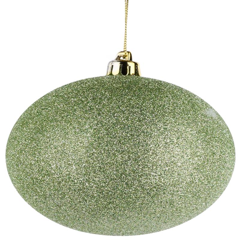 100MM Sage Green Glitter Ball Ornament