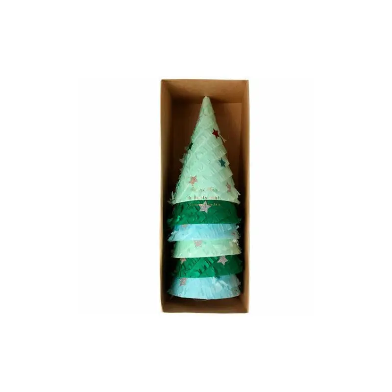 Fringed Christmas Tree Party Hats (x 6)