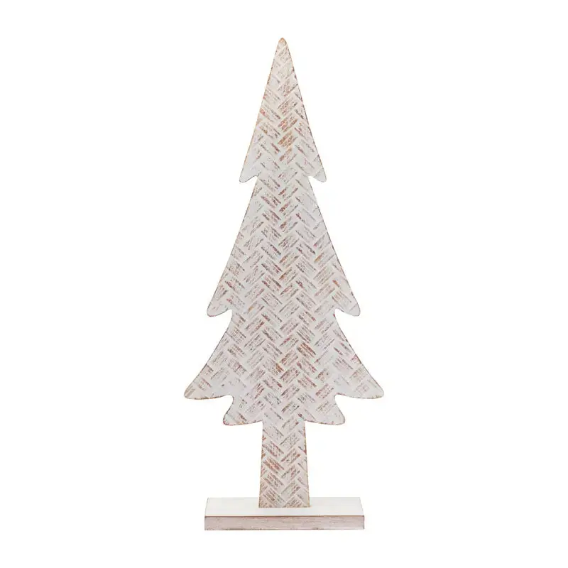 19.5" Tall White Wash Basketweave Tree Christmas