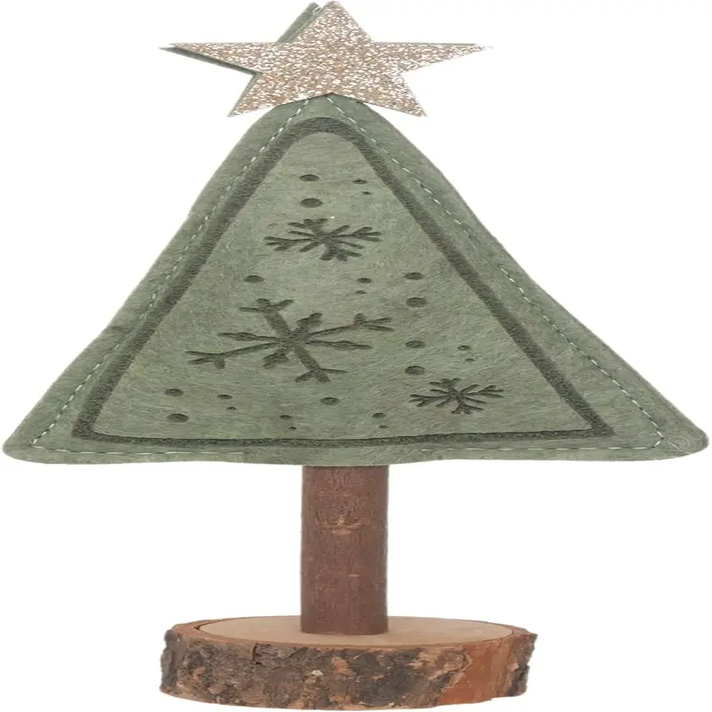 Felted Christmas Tree Winter Holiday Decorations for Home, 8.25", Green Felted Trees