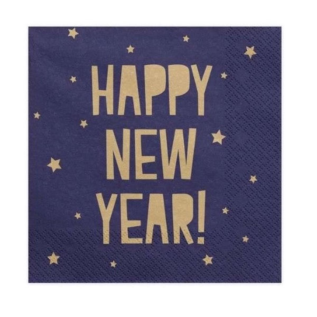 "Happy New Year" Blue Paper Napkins 33cm