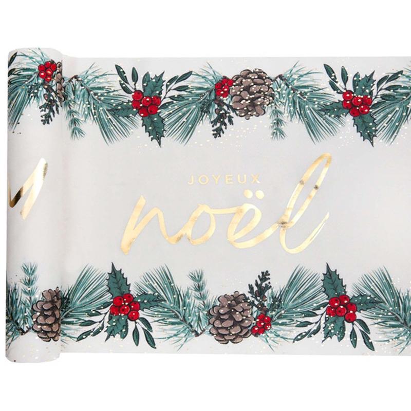 Wooden Christmas Table Runner, White, 98 Inches, 1 Count