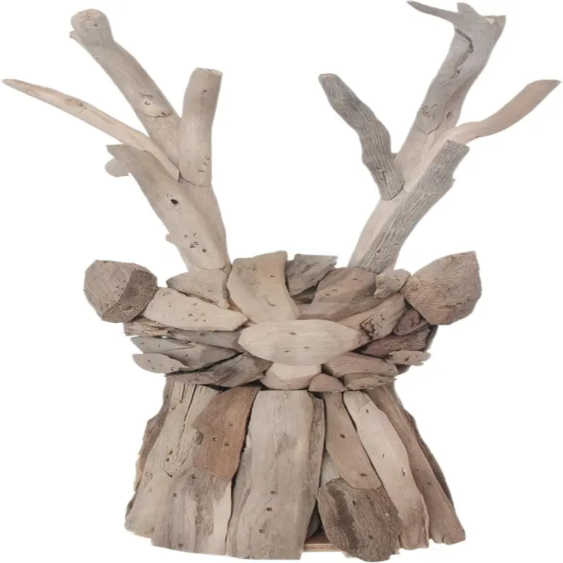 Christmas Statue Tabletop Figurine Winter Holiday Decorations, 10.5" x 15.75", Driftwood Deer