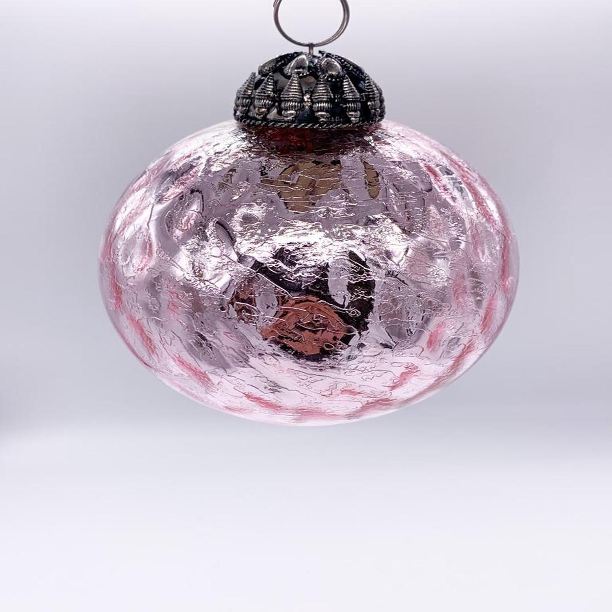 10cm Metallic Pink Glass Christmas Tree Ball
