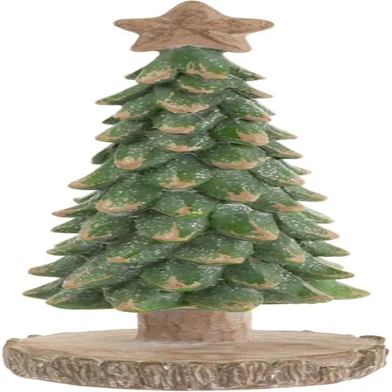 Christmas Tree for Tabletop Mantel Shelf Winter Holiday Decorations for Home, Small, Weathered Green Tree with Star