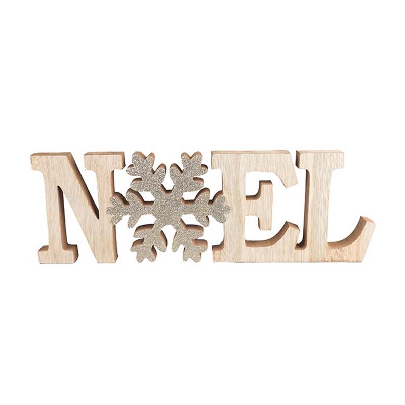 "Nol" Wood Sign, Natural and Gold, 1 Count