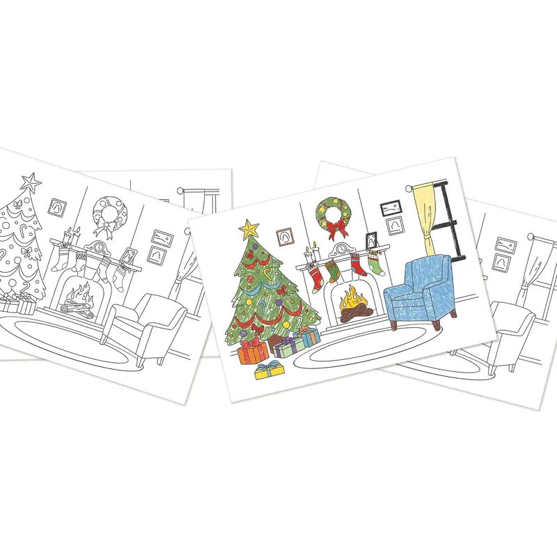 Christmas Tree And Fireplace Activity Placemats