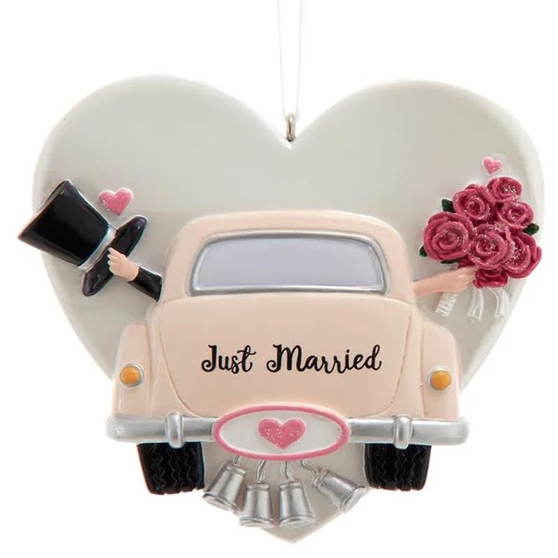 "Just Married" Wedding Car Ornament for Personalization