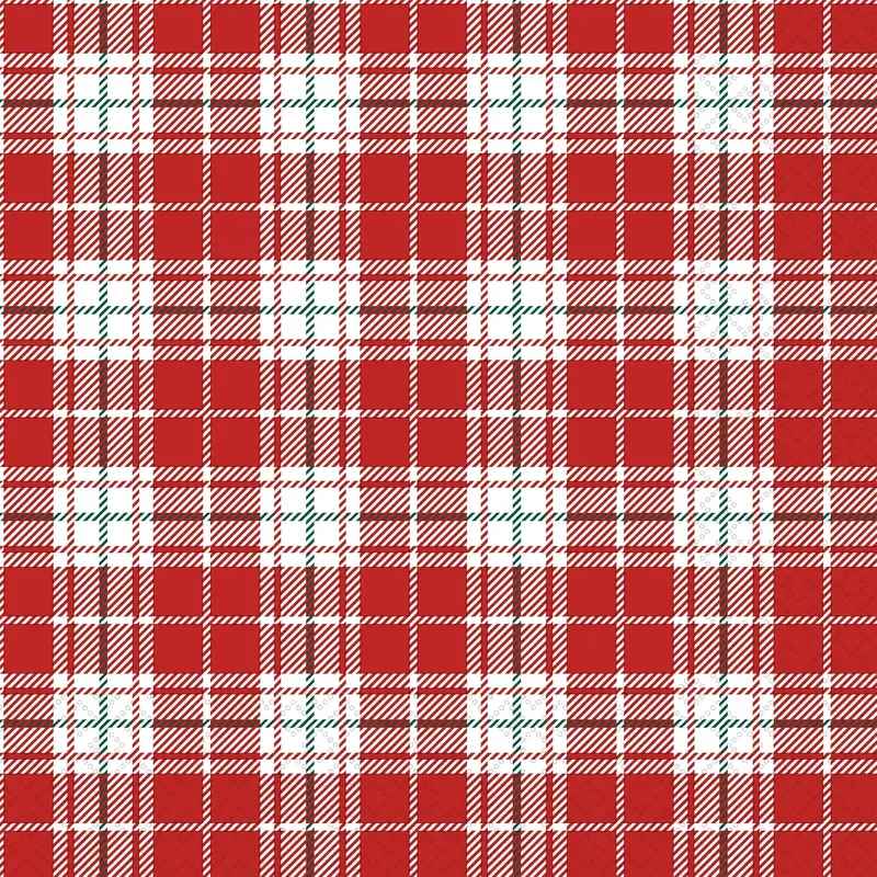 Party Napkins Disposable 3-Ply Paper Lunch Napkin Pack, 6.5" x 6.5", Chequers Red, 20-Count