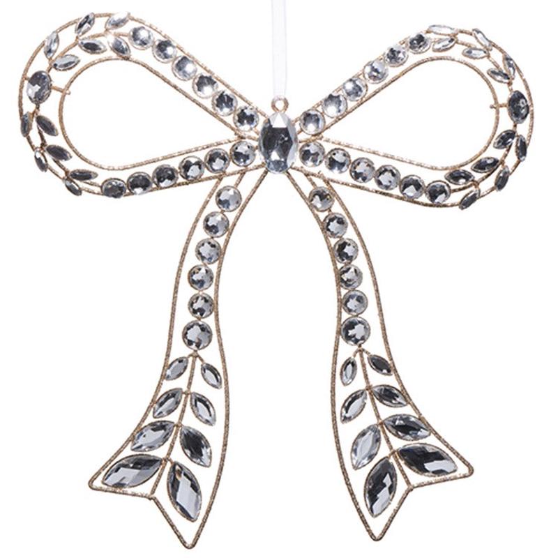 10.5" Clear Jeweled Bow Ornament