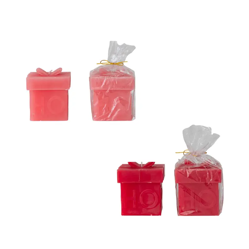 "Ho Ho Ho" Gift Box Shaped Candle - 2 Color Options