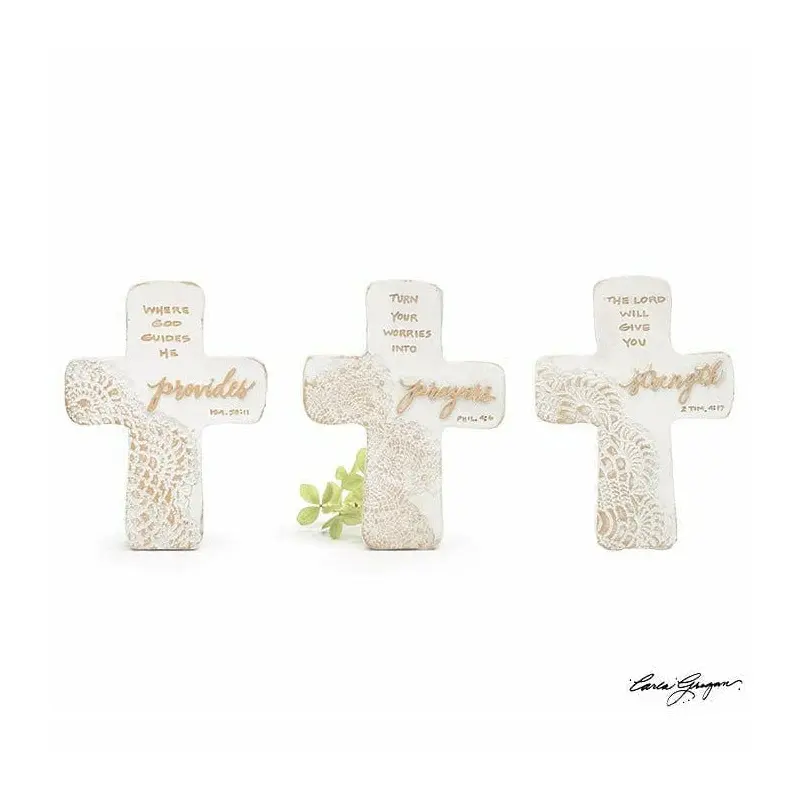RELIGIOUS MESSAGE CROSS SHELF SITTERS