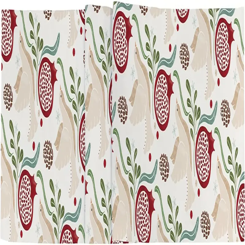 Cotton Table Runner Dining Room Tabletop Decorations for Home and Tablescapes, 72" x 13", Winter Berry