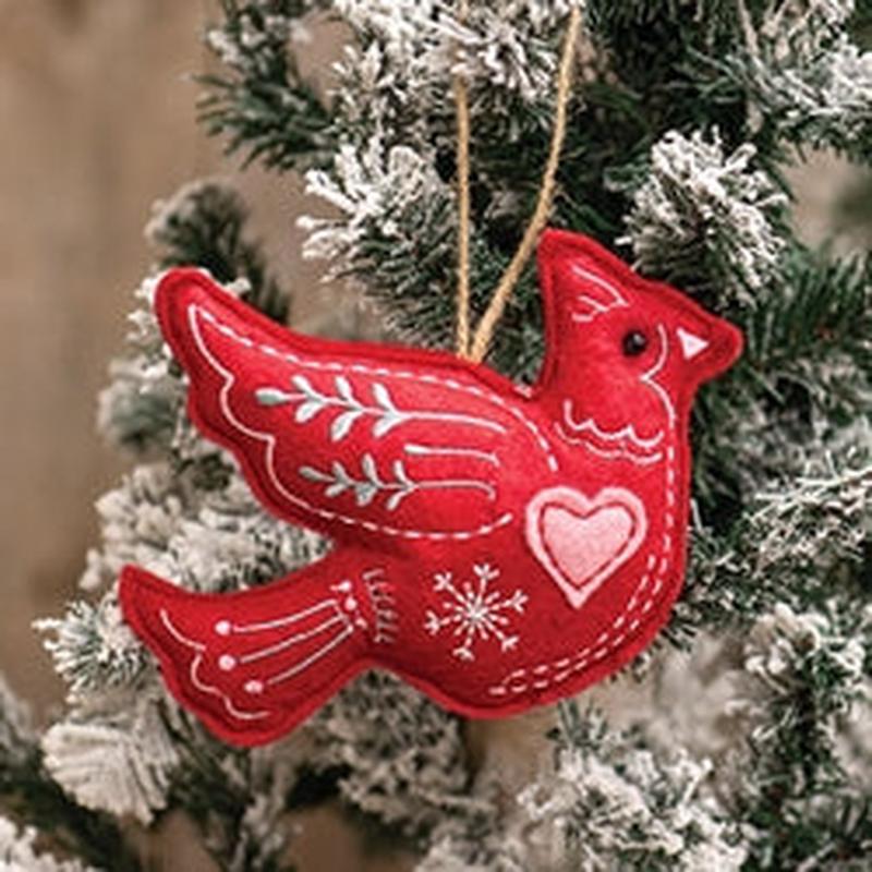 Yuletide Folklore Stuffed Felt Cardinal Ornament