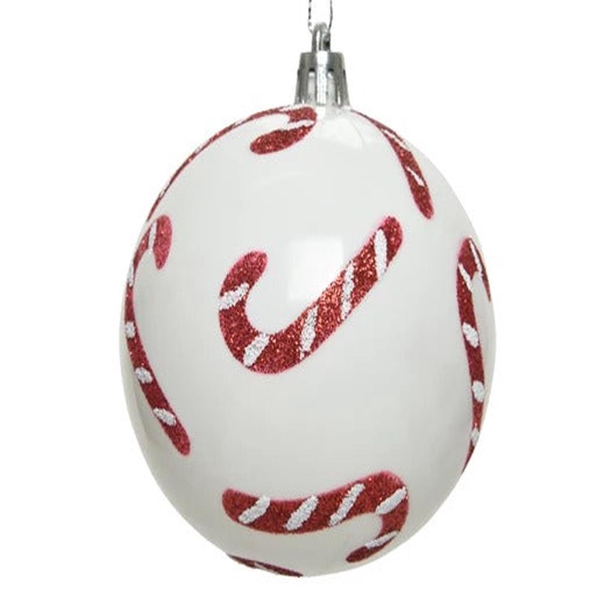White Plastic Christmas Tree Ball with 8cm Candy Canes