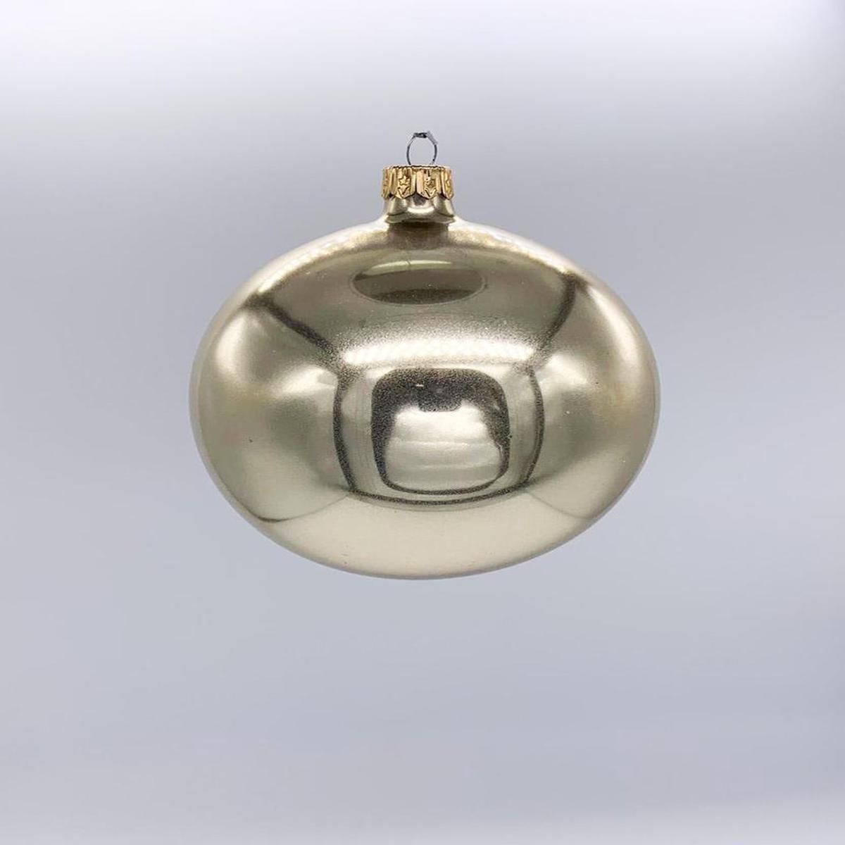 10cm Glossy Champagne Gold Glass Christmas Tree Bauble