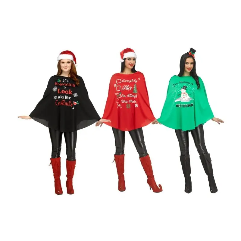 Christmas Party Poncho Assortment - Adult