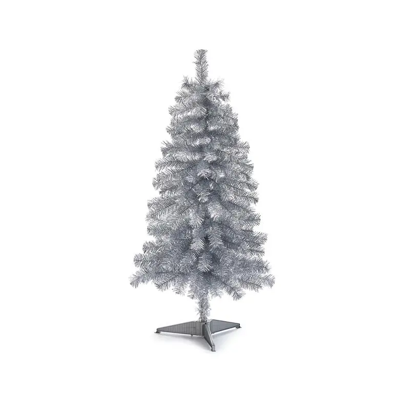 4" TALL SILVER TINSEL CHRISTMAS TREE