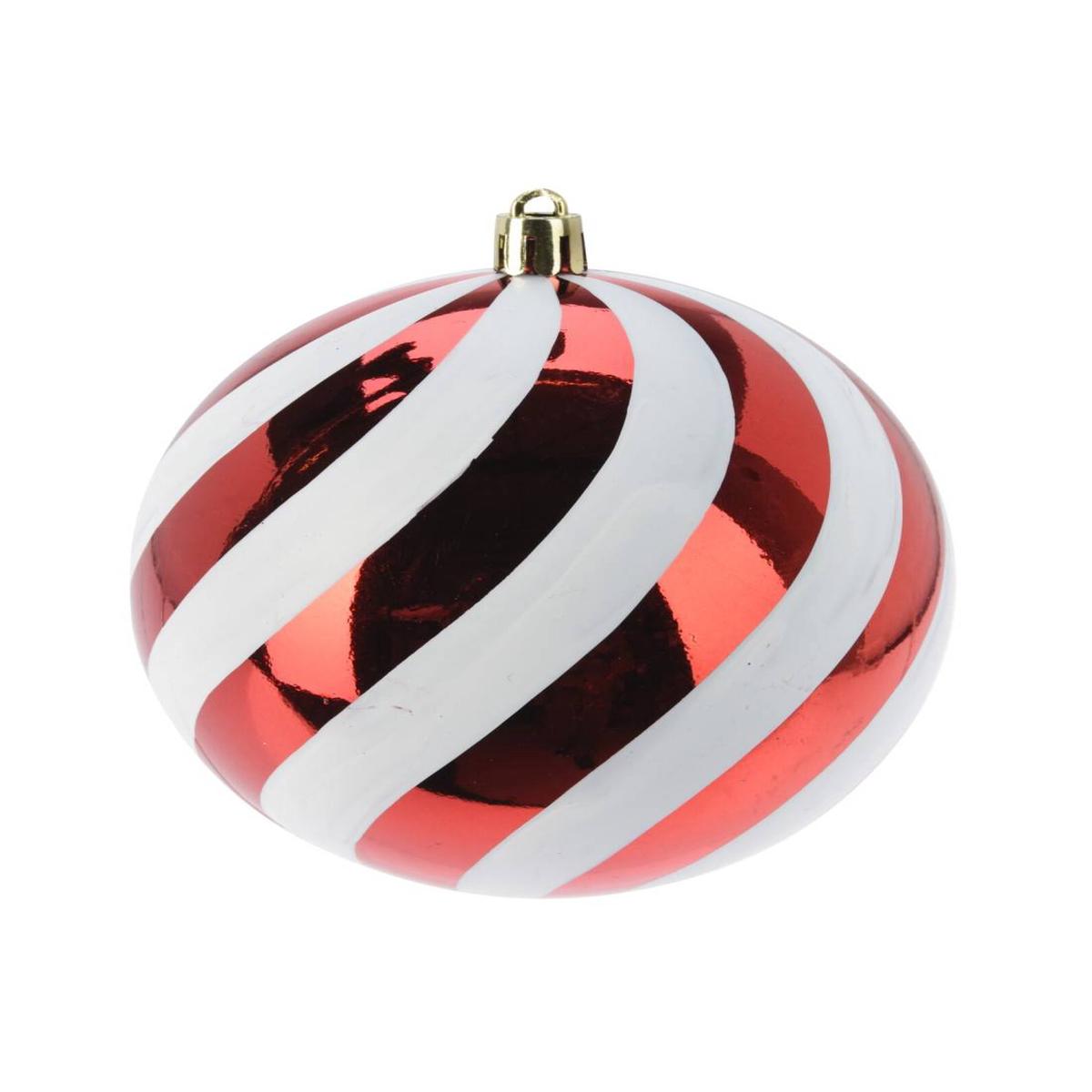 10cm Red and White Striped Christmas Tree Ball