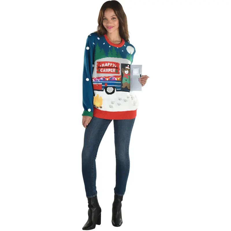 Christmas Camper Light- Up Ugly Sweater - Adult