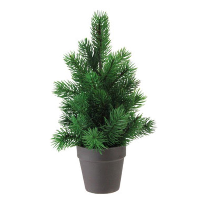 11 Matte Finish Mini Pine Christmas Tree in Dark Coffee Brown Vase  Unlit