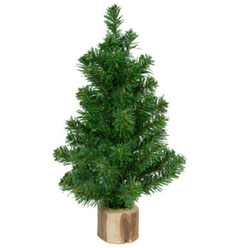 12.25 Alpine Slim Artificial Christmas Tree with Wood Base, Unlit