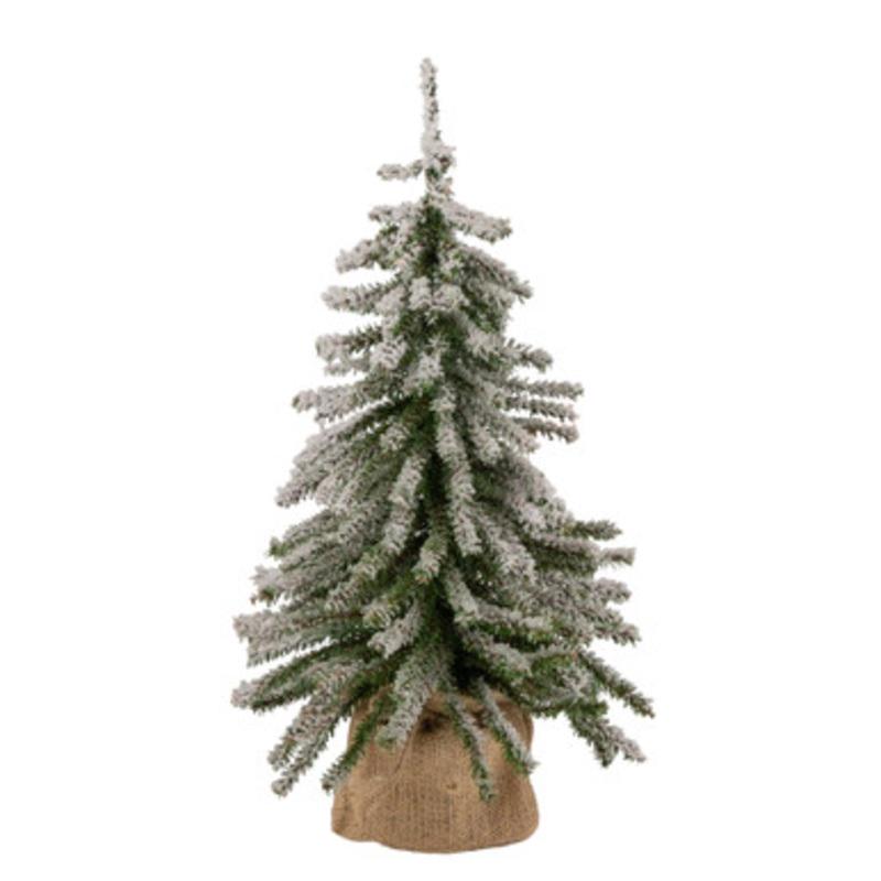 18 Potted Flocked Downswept Mini Village Pine Medium Artificial Christmas Tree  Unlit