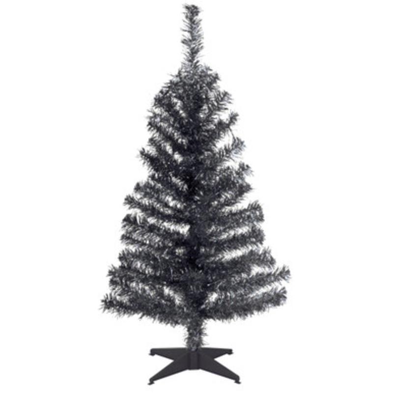 3 Black Tinsel Artificial Christmas Tree, Unlit