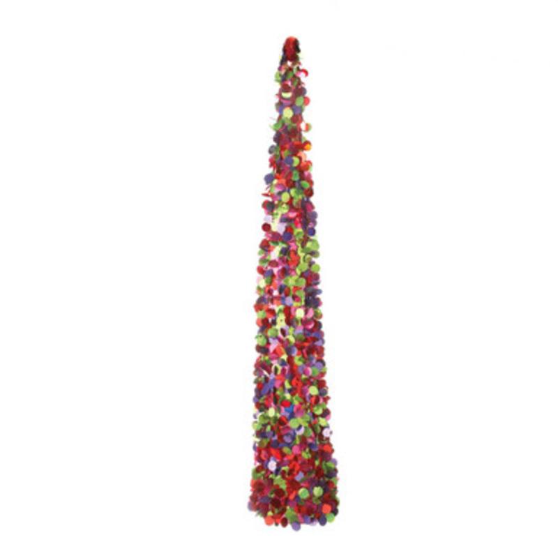 5 Vibrantly Colored Sequin Christmas Display Cone Tree