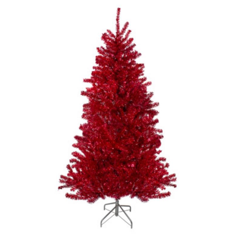7 Metallic Red Tinsel Artificial Christmas Tree  Unlit