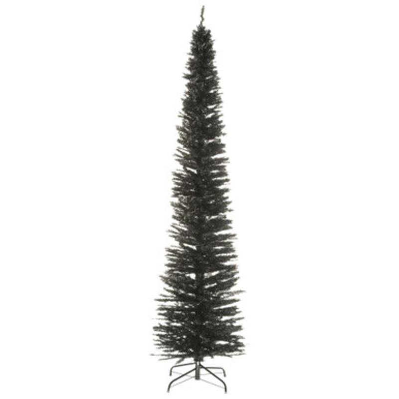 9 Pencil Black Tinsel Artificial Christmas Tree  Unlit