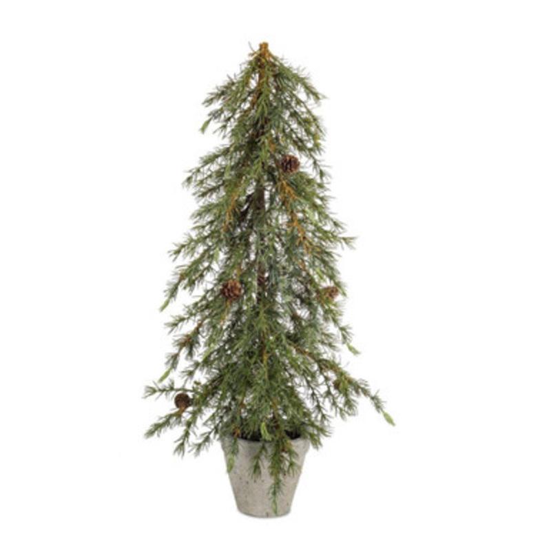 Pack of 2 Potted Pine Pencil Artificial Christmas Tree  Unlit 28
