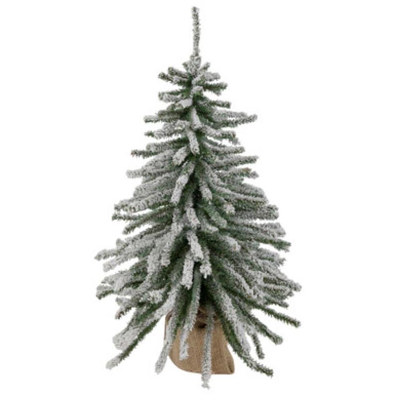 Potted Flocked Downswept Mini Village Pine Medium Artificial Christmas Tree  2  Unlit