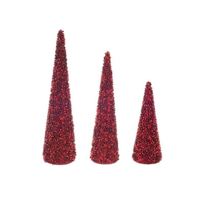 Set of 3 Red Glass Beaded Tree 16.50