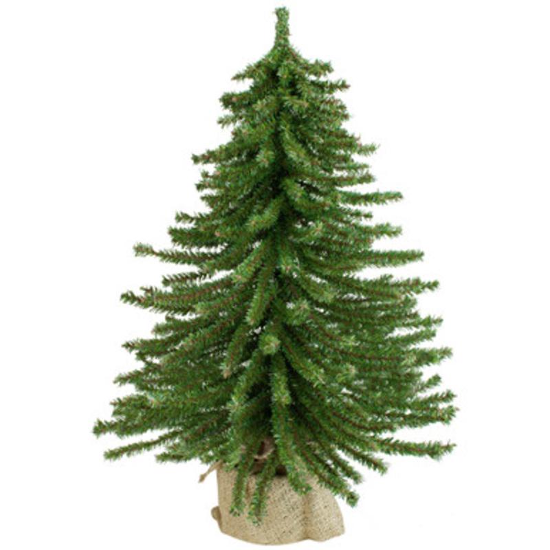 2 Potted Downswept Mini Village Pine Medium Artificial Christmas Tree, Unlit