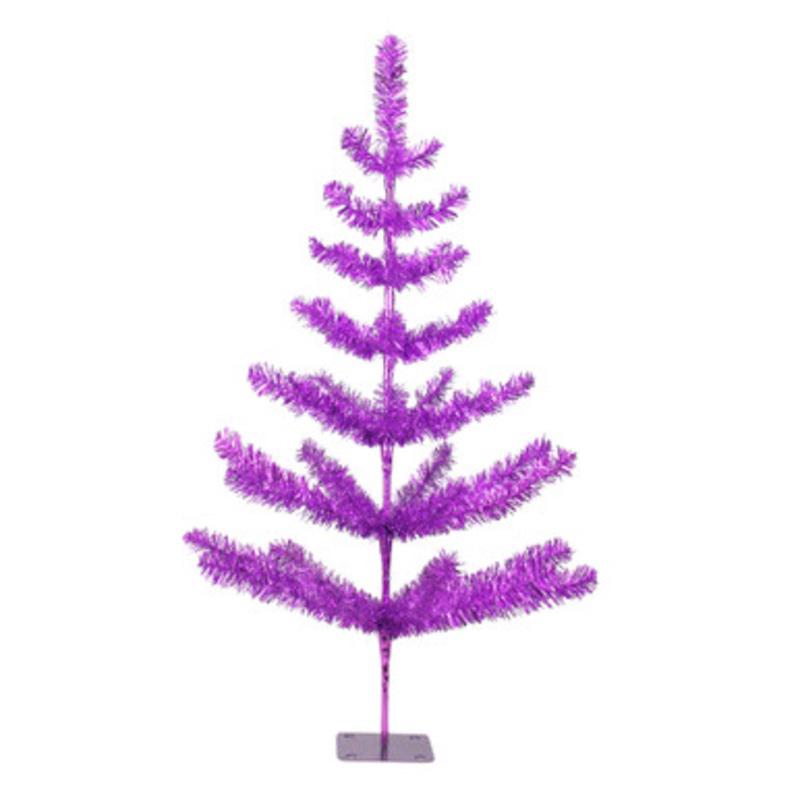 3 Medium Purple Tinsel Twig Artificial Christmas Tree  Unlit