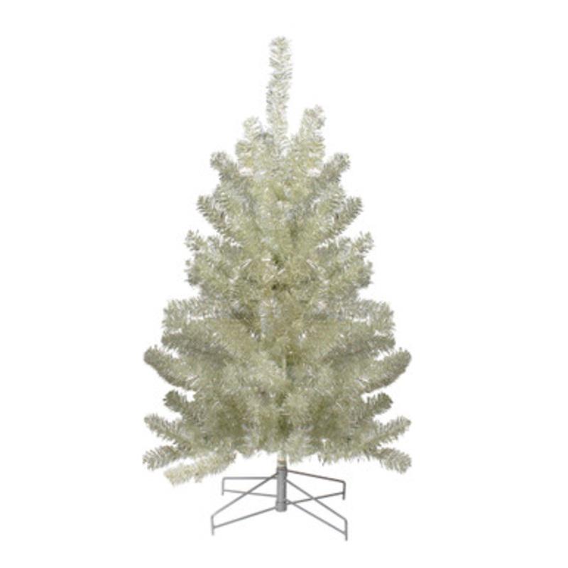 3 Metallic Platinum Artificial Tinsel Christmas Tree  Unlit