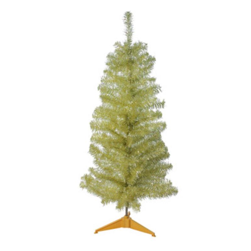 4 Slim Gold Iridescent Tinsel Artificial Christmas Tree  Unlit