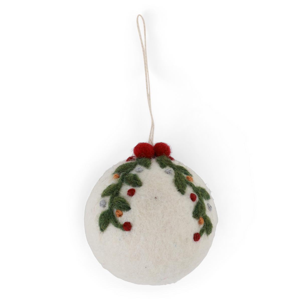 Christmas Bauble - White with Garland