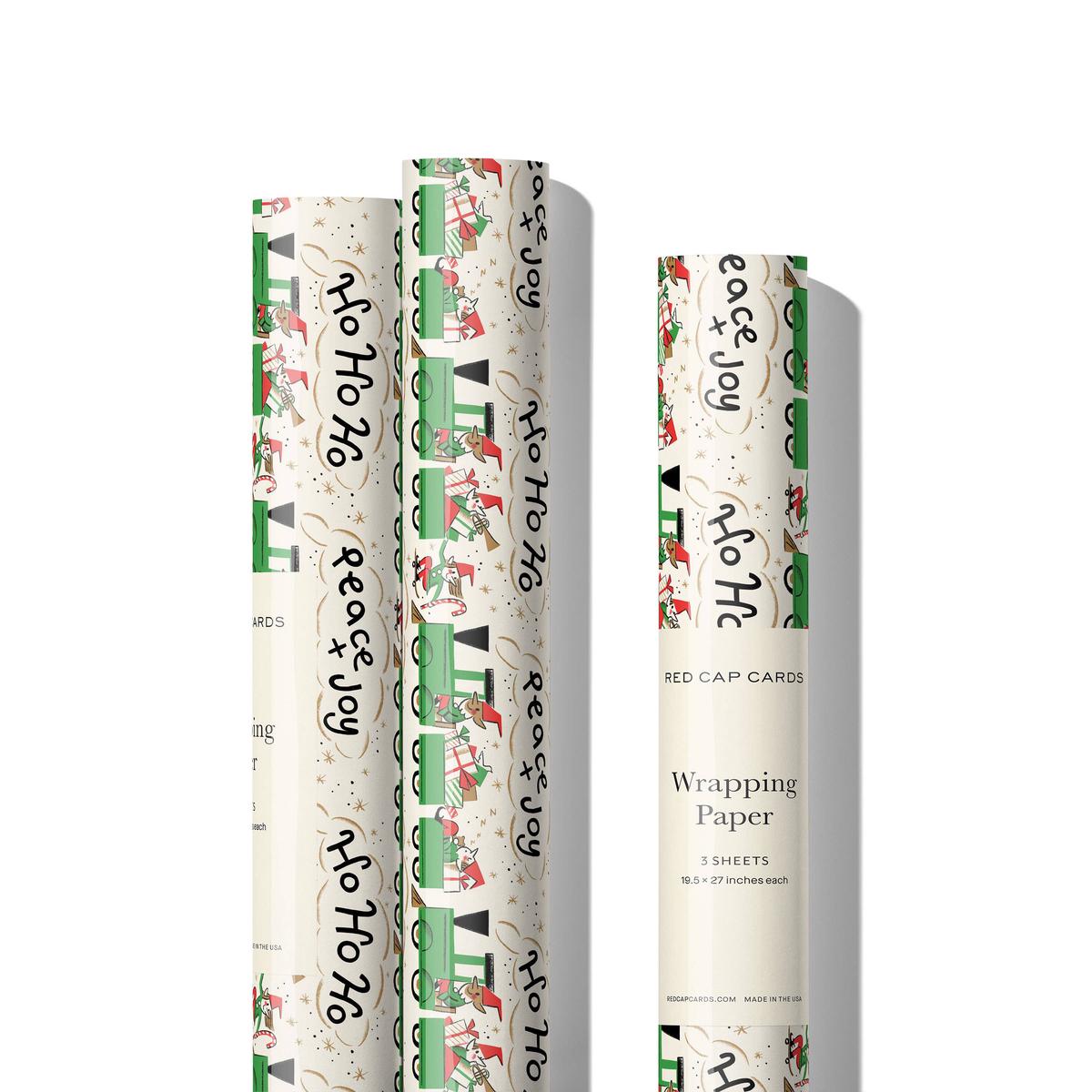 Elf Train holiday wrapping paper -roll of 3 sheets