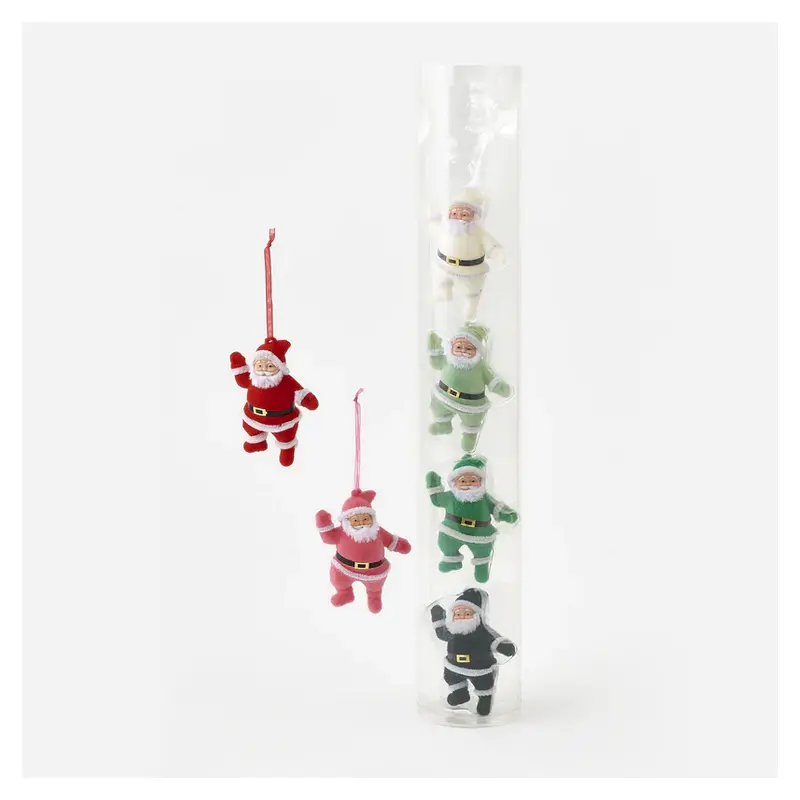Flocked Santa Ornament 6pk