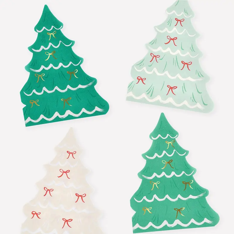 Christmas Tree With Bows Napkins (x16)