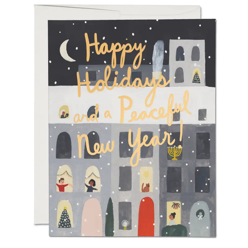 City Snow holiday greeting card