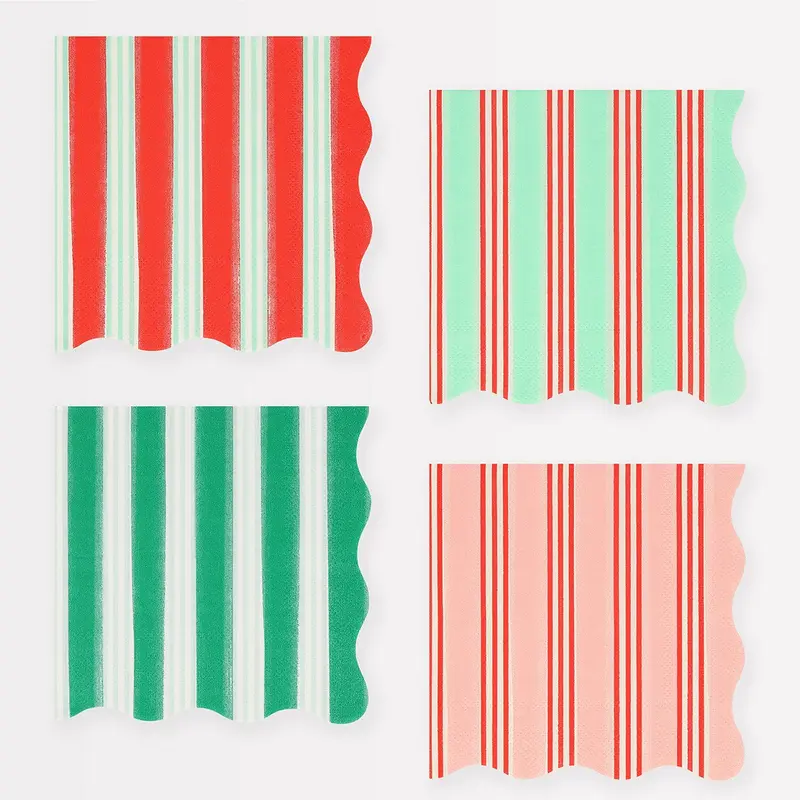 Festive Stripe Small Napkins (x16)