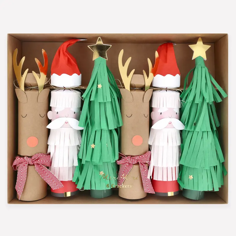 Santa, Reindeer & Tree Crackers (x6)