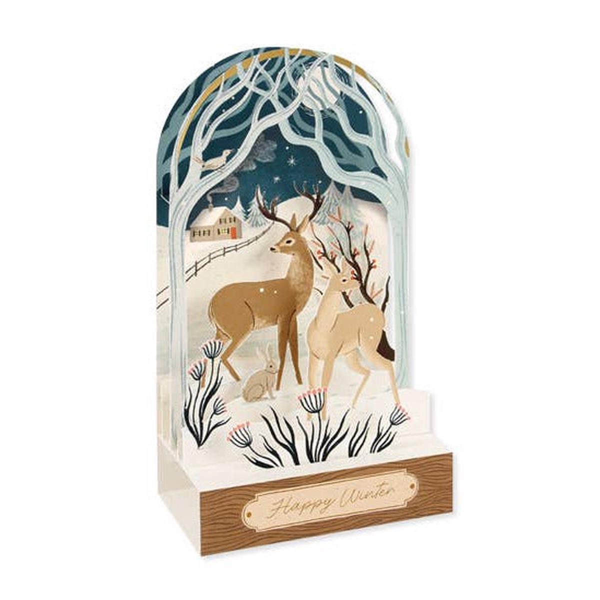 Snow Globe Deer Christmas Pop-Up Card